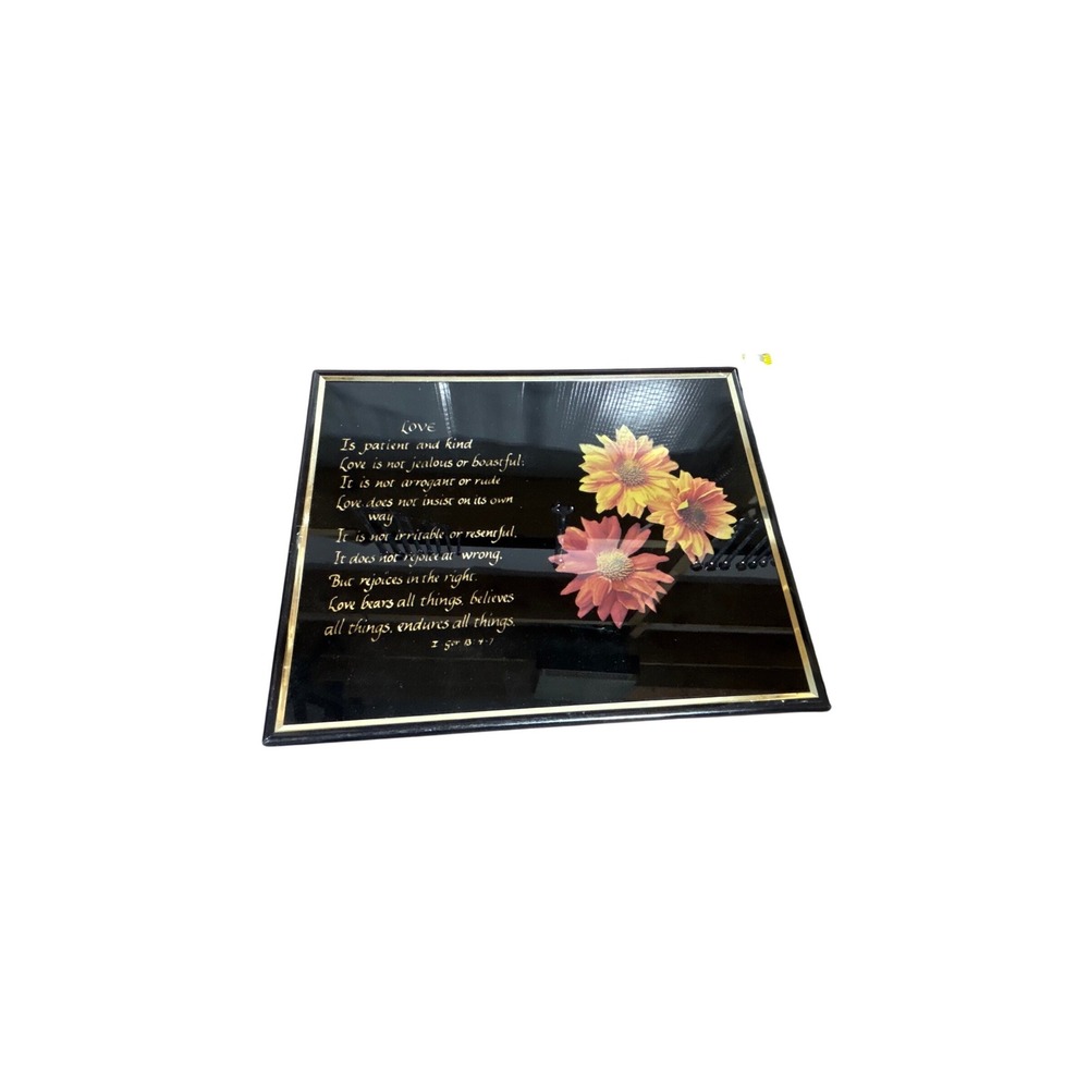 Vintage Love Is Patient 1 Corinthians 13 Mirror Art Sunflower Black Gold 8x10